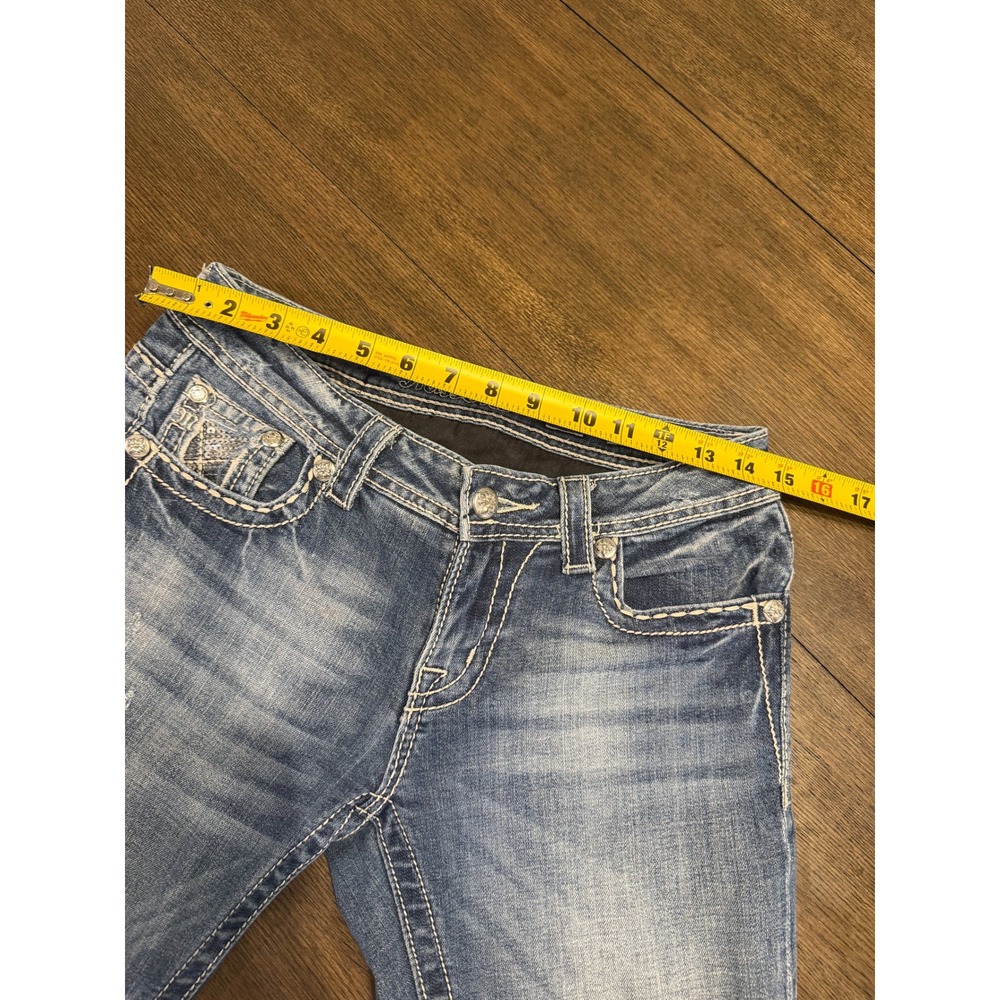 Miss Me JE8017BR Bootcut Jeans Embellished Sequin Rhinestone Blue Denim Size 28 - Picture 7 of 10